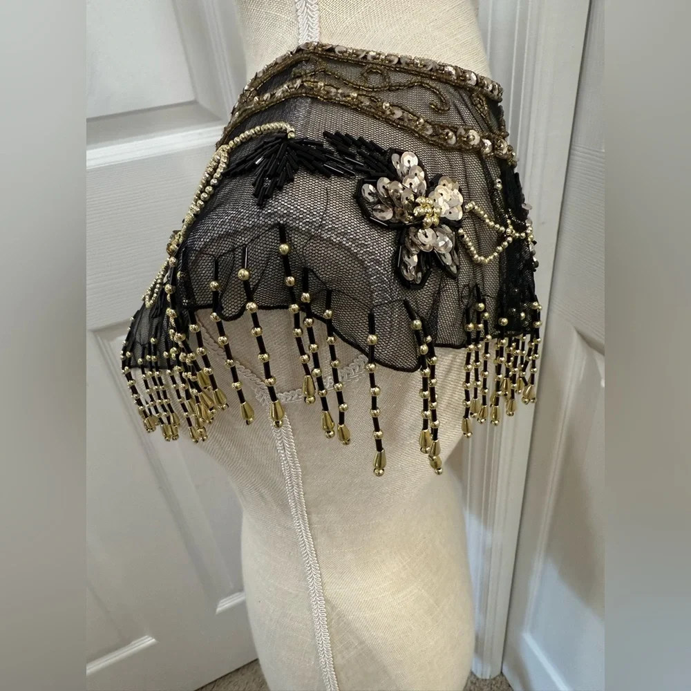 Vintage Beaded Mesh Capelet / Shawl Collar - Picture 4 of 15